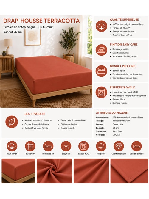 Drap-housse – 80 fils/cm² – Bonnet 35 cm - Kiabi Drap-housse – 80 fils/cm² – Bonnet 35 cm - Kiabi