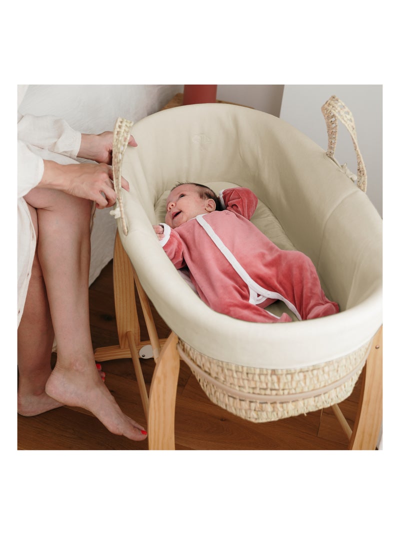 Drap Housse 80x30cm en Coton Bio pour Couffin, Nacelle ou Berceau Bébé Blanc cassé - Kiabi