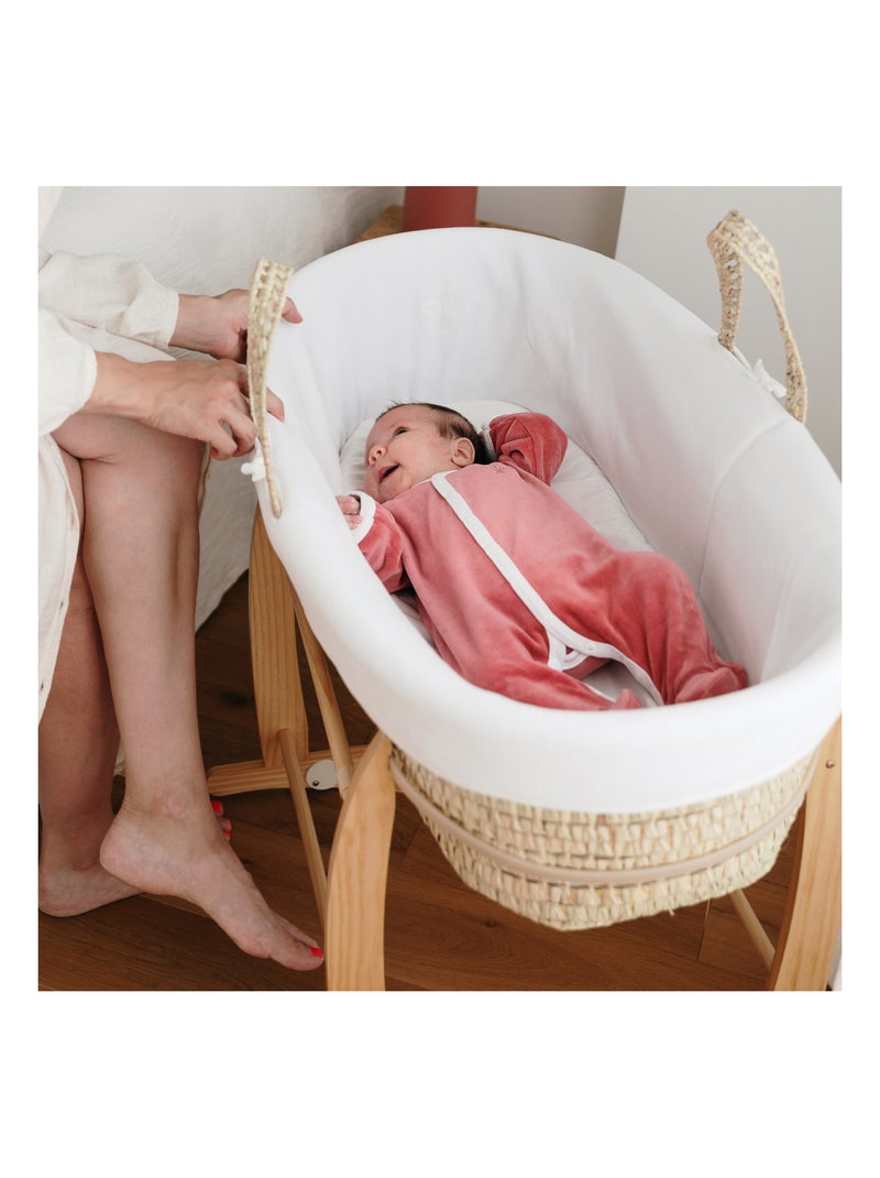 Drap Housse 80x30cm en Coton Bio pour Couffin, Nacelle ou Berceau Bébé Blanc - Kiabi