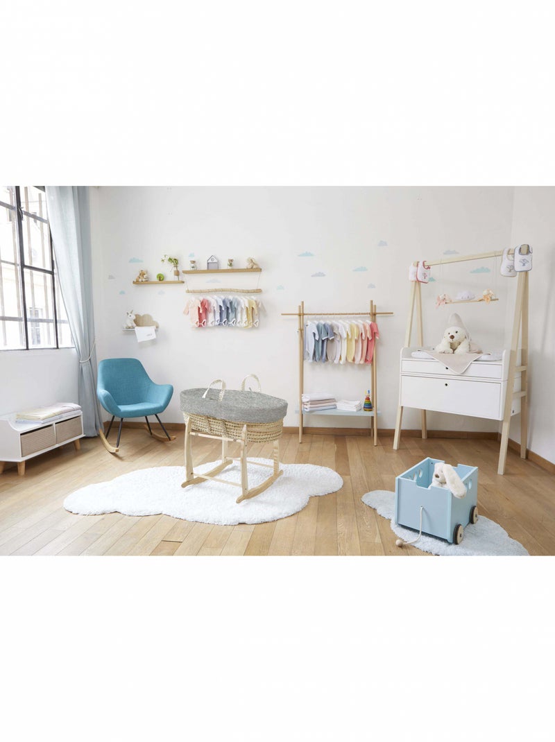 Drap Housse 80x30cm en Coton Bio pour Couffin, Nacelle ou Berceau Bébé Gris - Kiabi