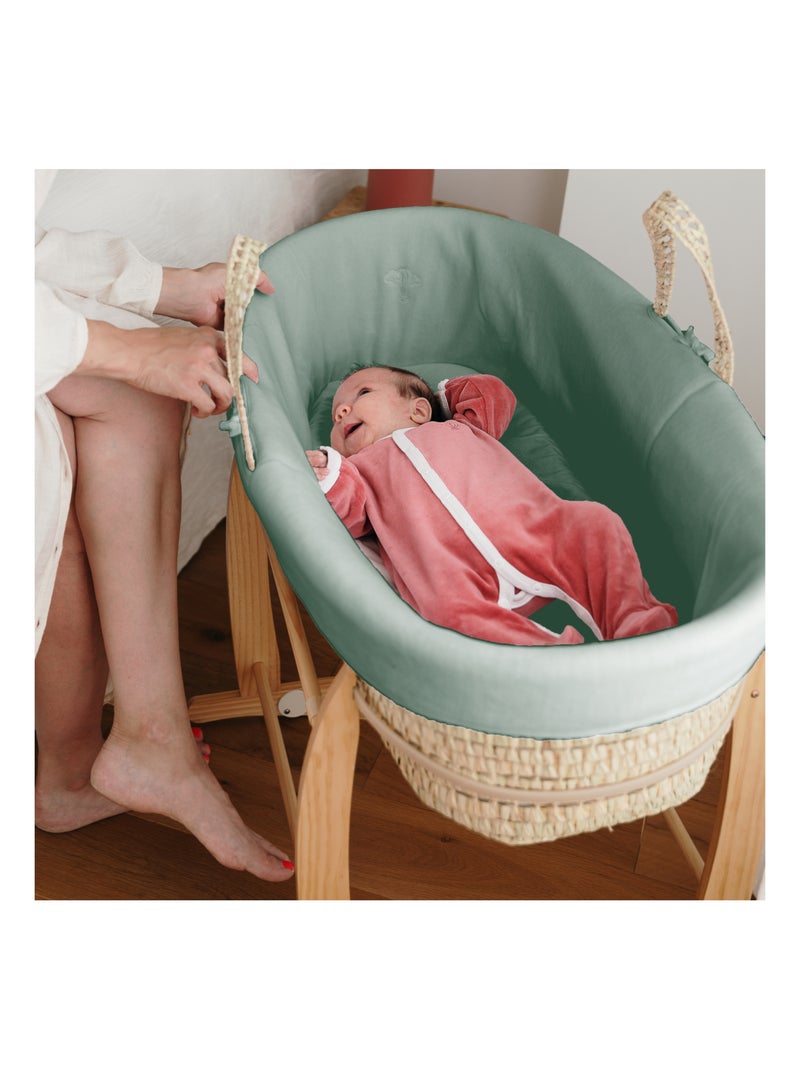Drap Housse 80x30cm en Coton Bio pour Couffin, Nacelle ou Berceau Bébé Vert forêt - Kiabi