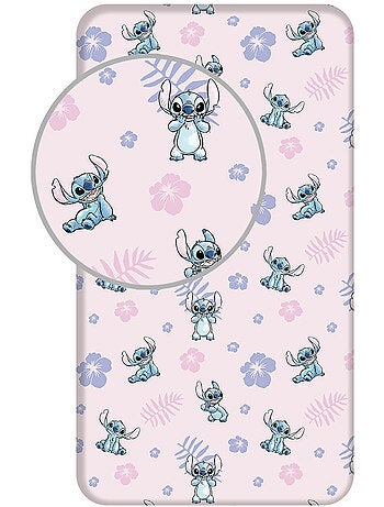 Drap-housse 90 cm x 200 cm 100% coton imprimé Lilo et Stitch