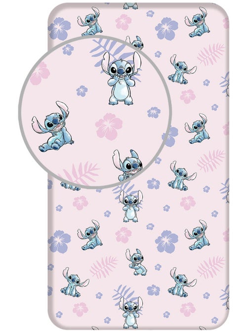 Drap-housse 90 cm x 200 cm 100% coton imprimé Lilo et Stitch - Kiabi