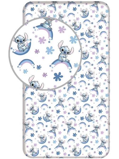 Drap housse 90 cm x 200 cm 100% coton imprimé Lilo & Stitch Jerry Fabrics - Kiabi