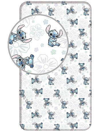 Drap housse 90 cm x 200 cm 100% coton imprimé Lilo & Stitch Jerry Fabrics