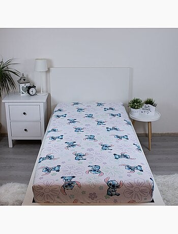 Drap housse 90 cm x 200 cm 100% coton imprimé Lilo & Stitch Jerry Fabrics