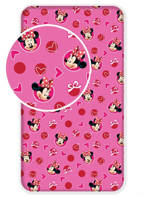 Drap housse 90 cm x 200 cm 100% coton imprimé Minnie Disney - Kiabi