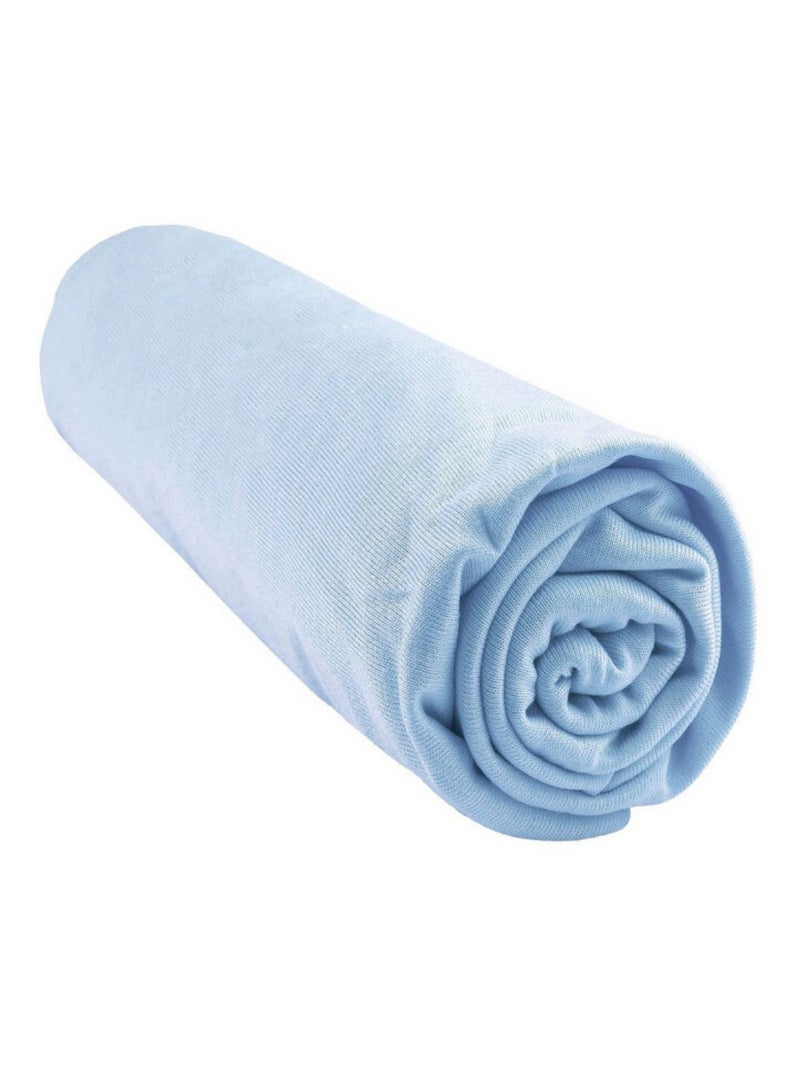 Drap housse Bambou lit deux places 140x190 / 140x200 cm - Ciel Bleu - Kiabi