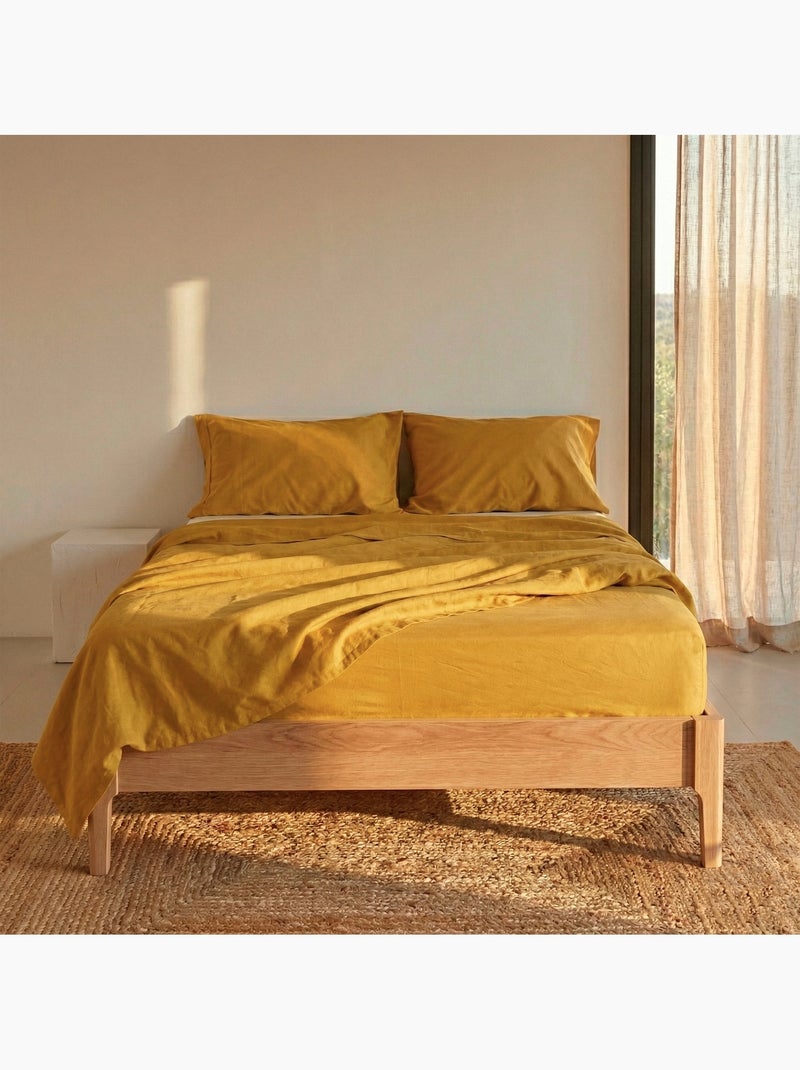Drap-housse Basic "Happyfriday" Moutarde - Kiabi