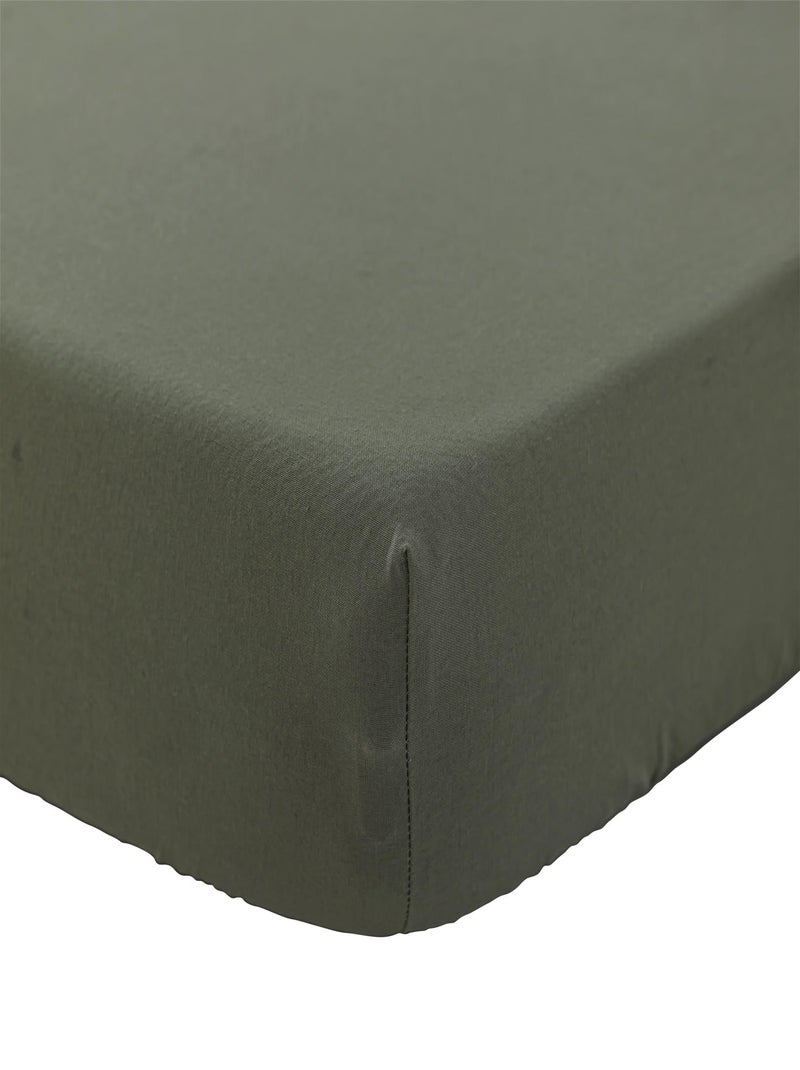 Drap housse bébé coton lavé Kaki - Kiabi