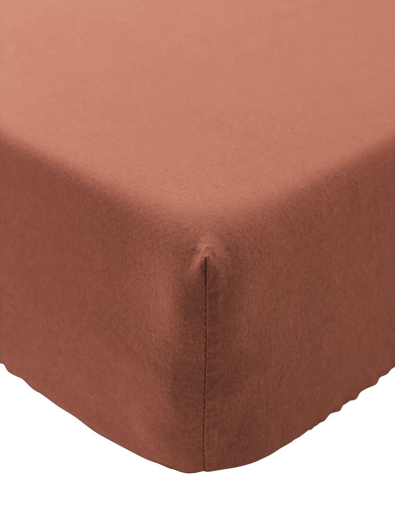 Drap housse bébé coton lavé Terracotta - Kiabi