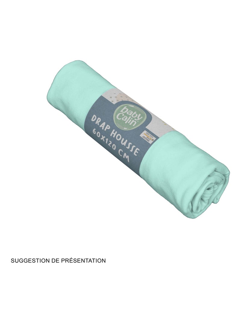 Drap housse bébé en coton uni - Babycalin Bleu turquoise - Kiabi