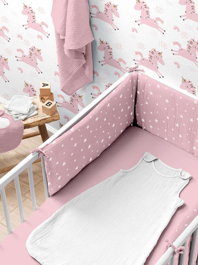 Drap housse bébé en gaze de coton 100% coton Rose - Kiabi