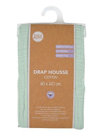 Drap housse bébé en gaze de coton 100% coton