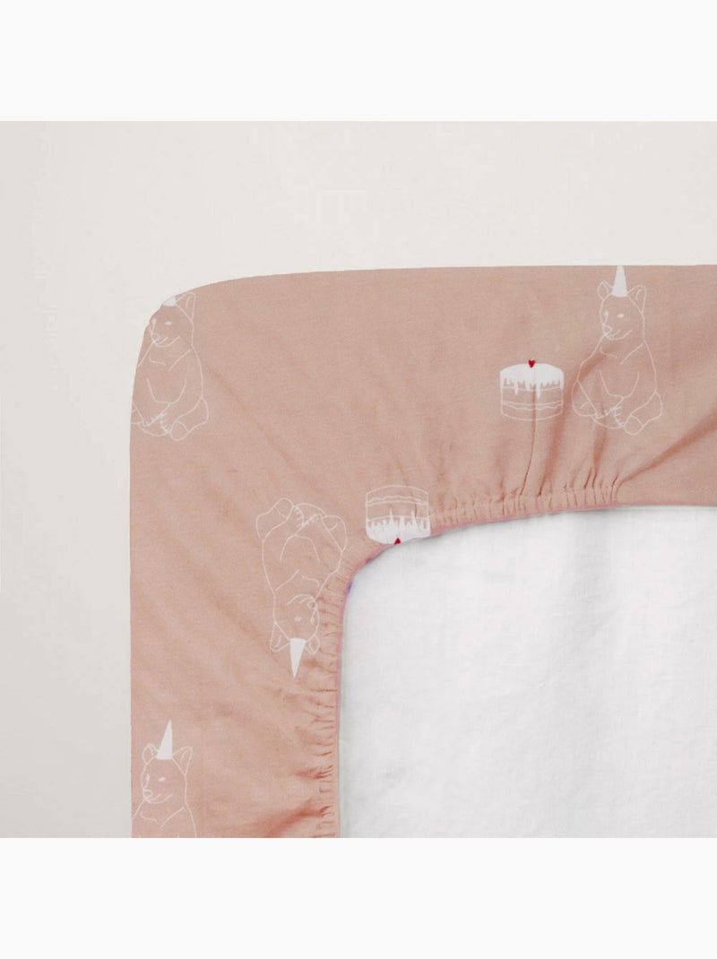 Drap-housse bébé en jersey 100% coton extensible anniversaire Rose - Kiabi
