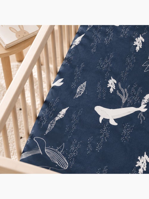 Drap-housse bébé en jersey 100% coton extensible baleine - Kiabi Drap-housse bébé en jersey 100% coton extensible baleine - Kiabi