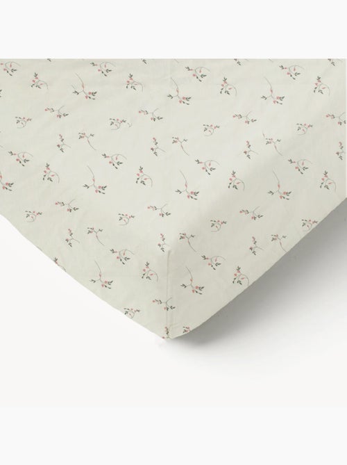 Drap-housse bébé en jersey 100% coton extensible fleurs - Kiabi
