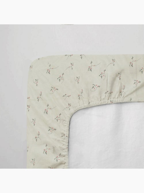 Drap-housse bébé en jersey 100% coton extensible fleurs - Kiabi