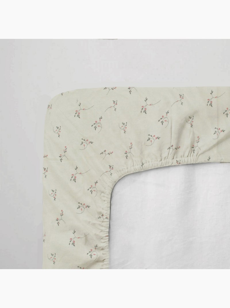 Drap-housse bébé en jersey 100% coton extensible fleurs Beige - Kiabi
