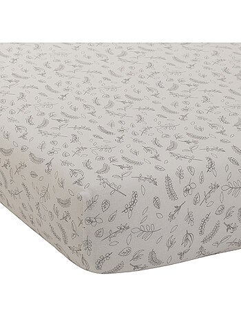 Drap housse bébé en jersey motif feuilles