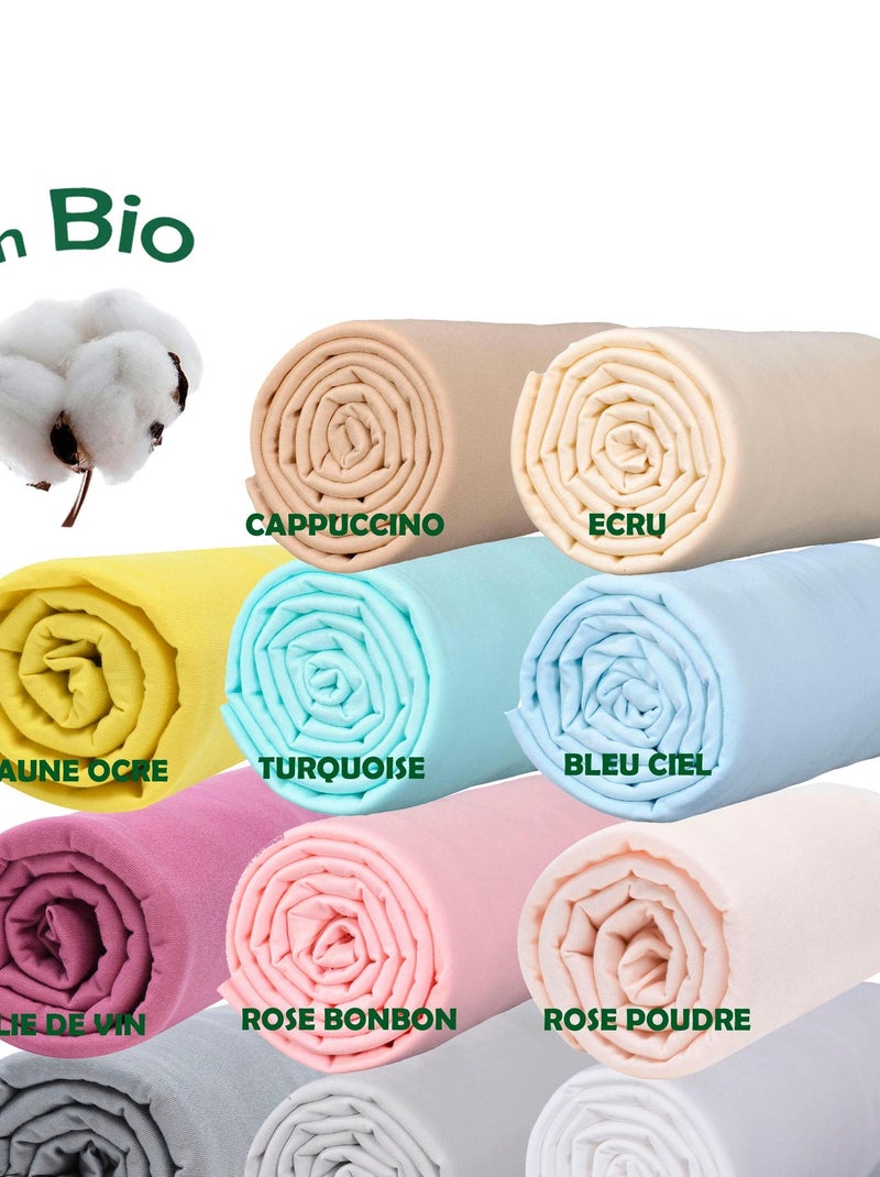 Drap housse bébé extensible 100% jersey bio peigné - 'P'tit Basile' Blanc - Kiabi