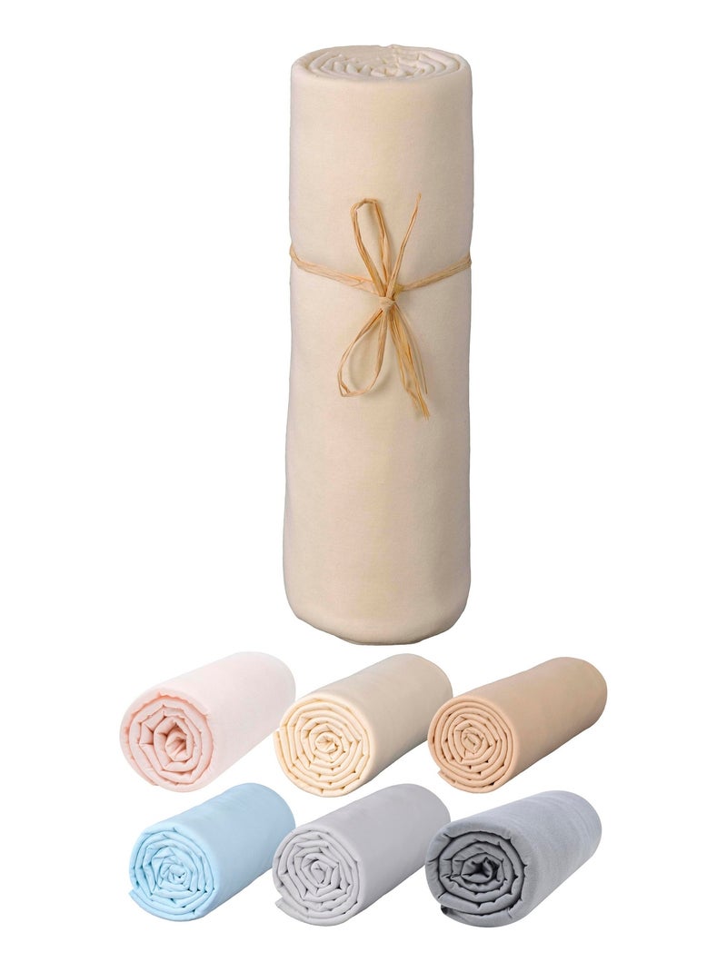 Drap housse bébé extensible 100% jersey bio peigné - 'P'tit Basile' Ecru - Kiabi