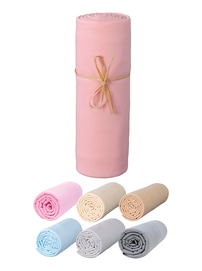 Drap housse bébé extensible 100% jersey bio peigné - 'P'tit Basile' Rose bonbon - Kiabi