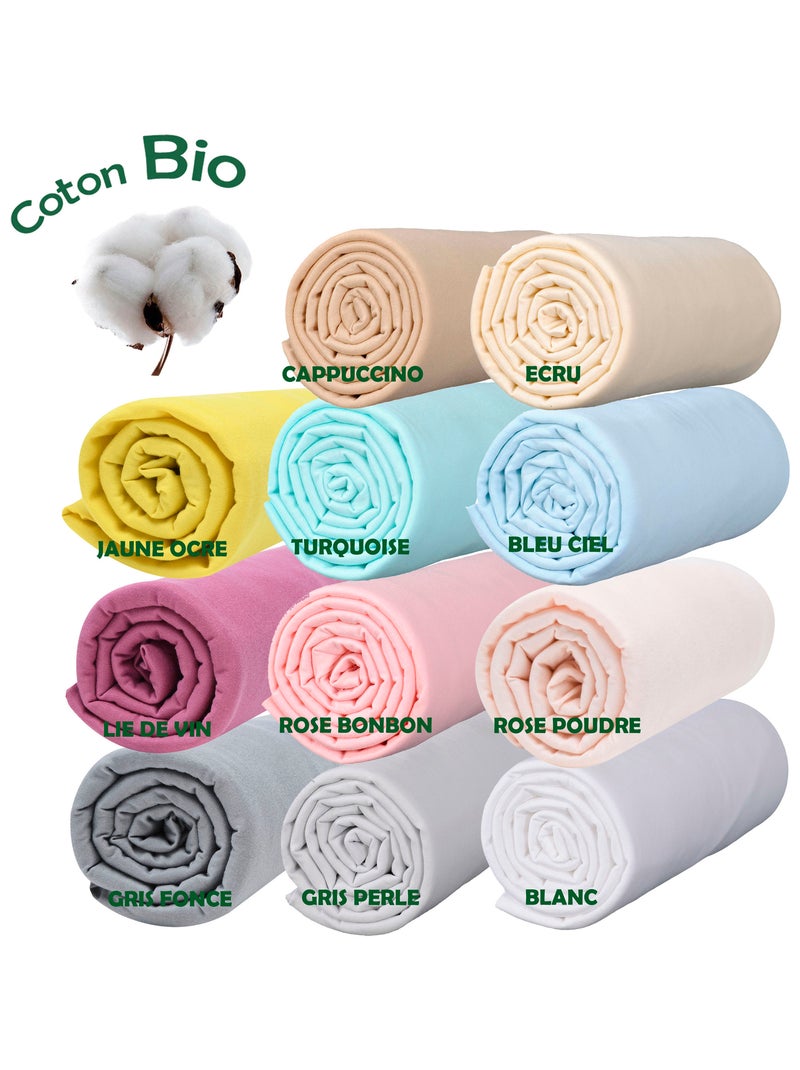 Drap housse bébé extensible 100% jersey bio peigné - 'P'tit Basile' Rose bonbon - Kiabi