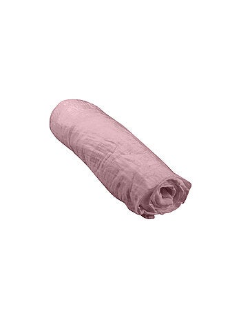 Drap housse bébé extensible en gaze de coton rose 60 x 120 cm