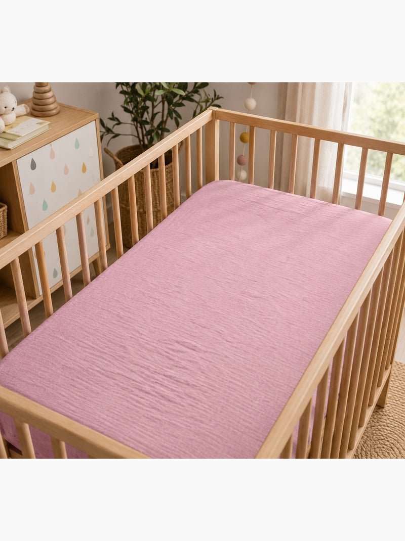 Drap housse bébé extensible en gaze de coton rose 60 x 120 cm Rose - Kiabi