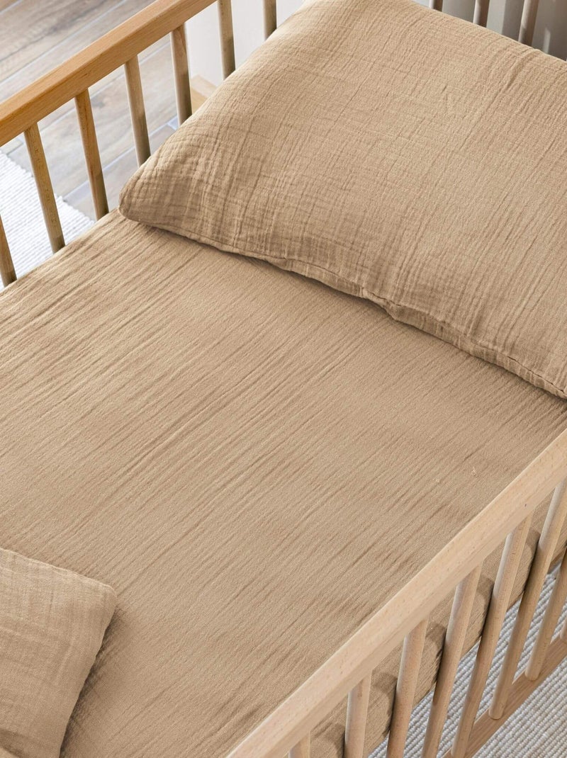 Drap housse bébé gaze de coton NOA Beige - Kiabi
