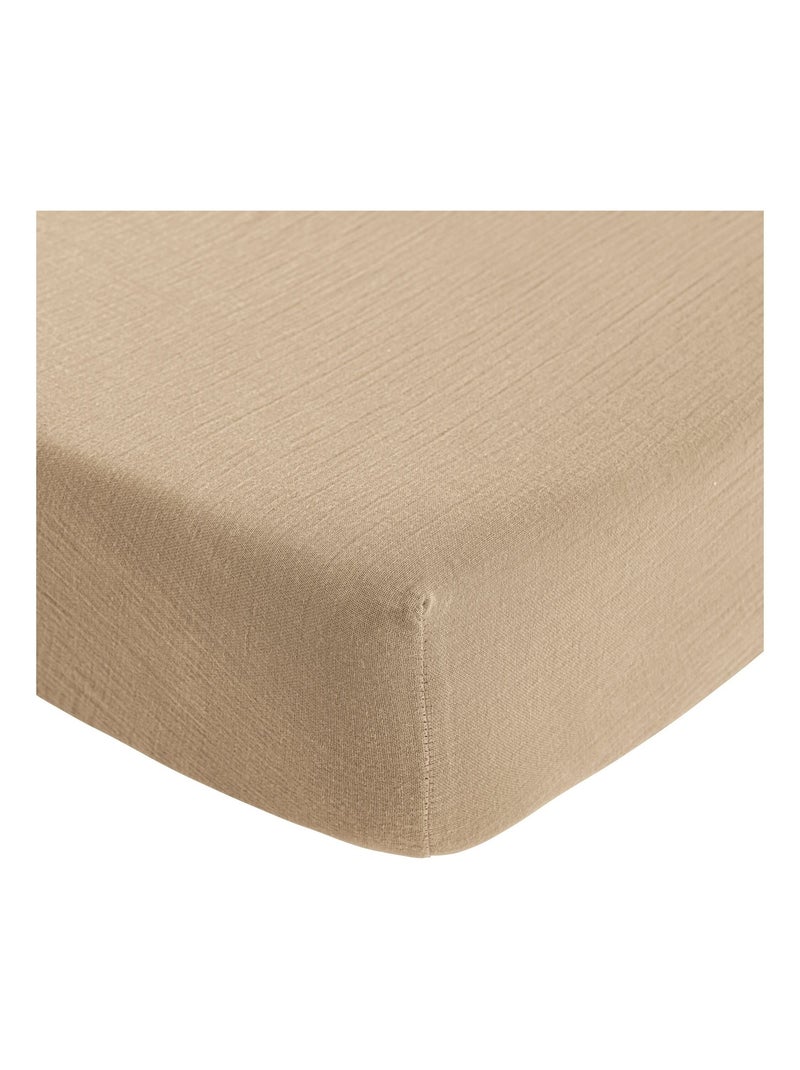 Drap housse bébé gaze de coton NOA Beige - Kiabi