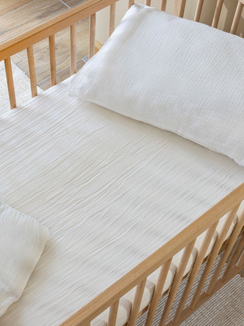 Drap housse bébé gaze de coton NOA - Kiabi