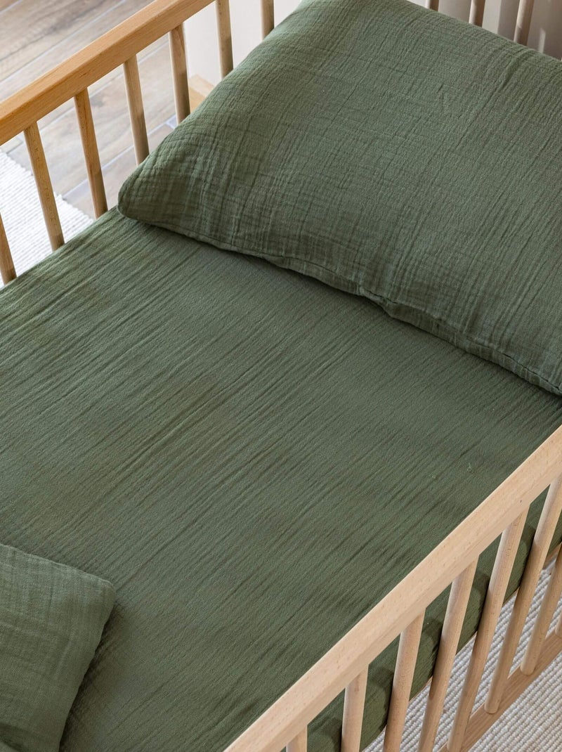 Drap housse bébé gaze de coton NOA Kaki - Kiabi
