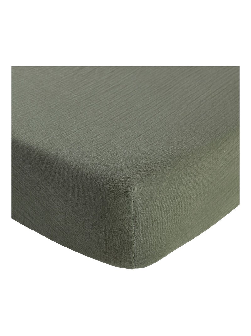 Drap housse bébé gaze de coton NOA Kaki - Kiabi