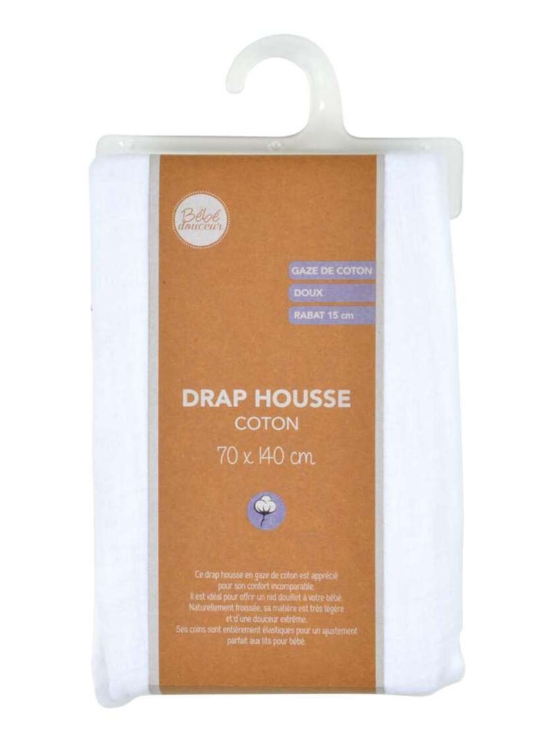 Drap housse bébé grand format en gaze de coton 100% coton Blanc - Kiabi