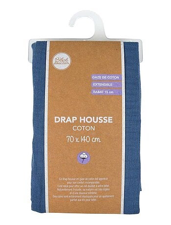 Drap housse bébé grand format en gaze de coton 100% coton