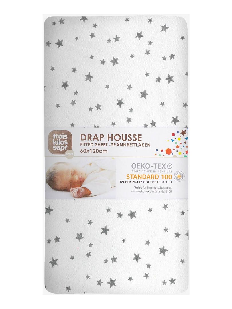 Drap-Housse Tweeto 70x70cm - 100% Coton Jersey Interlock - Pour Lit Bébé - Blanc Certifié Oeko-Tex