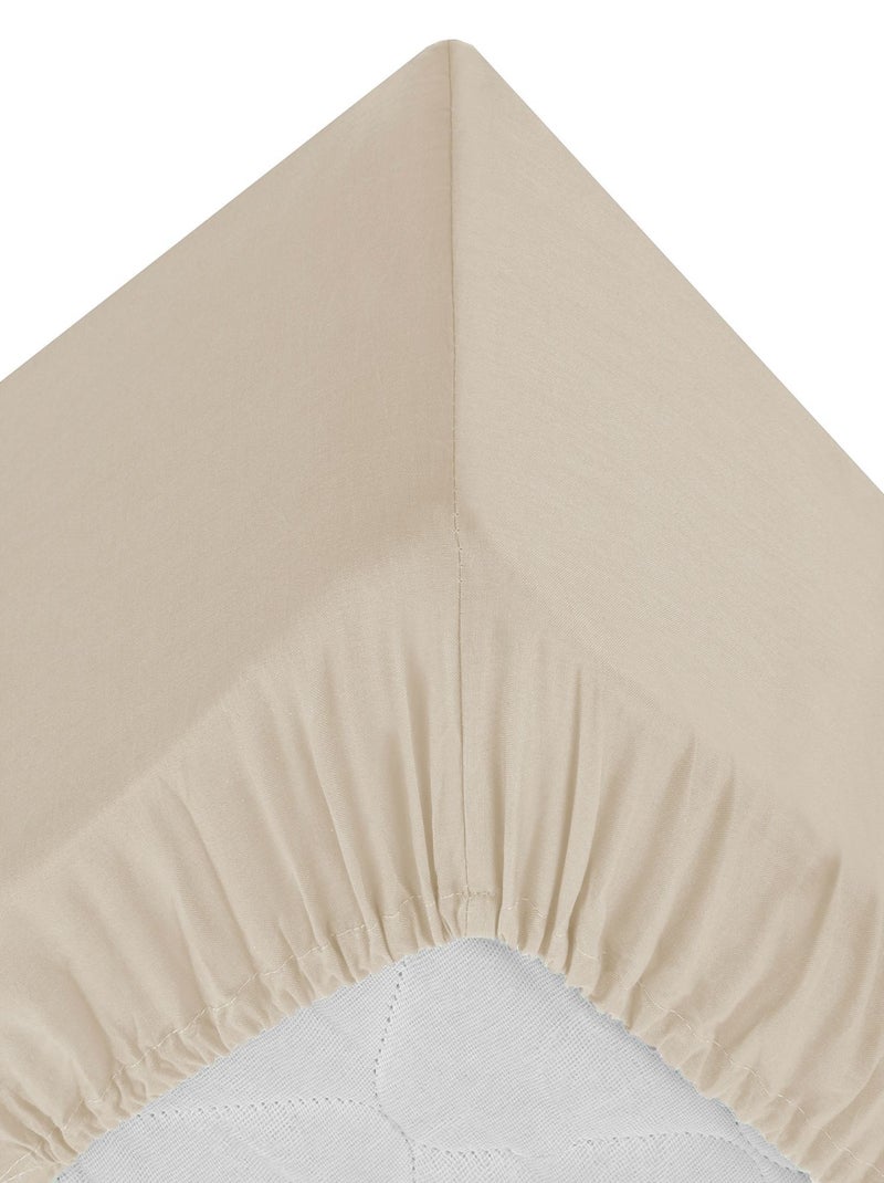 Drap Housse bonnet 30 cm 100% coton 2 places Beige - Kiabi