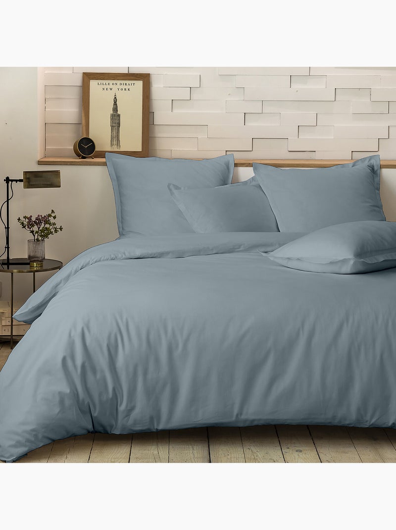 Drap housse bonnet 30cm en percale de coton 80fils, MURA Bleu azur - Kiabi