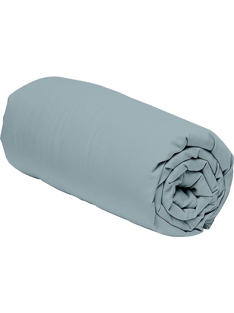 Drap housse bonnet 30cm en percale de coton 80fils, MURA Bleu azur - Kiabi