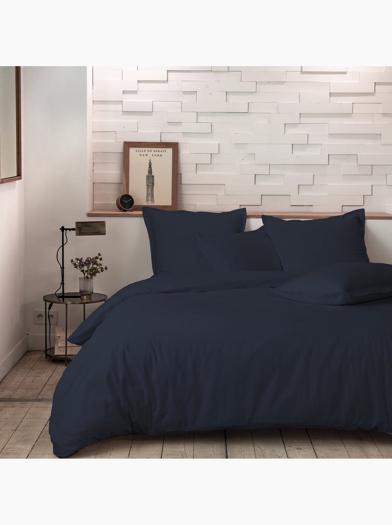 Drap housse bonnet 30cm en percale de coton 80fils, MURA Bleu - Kiabi