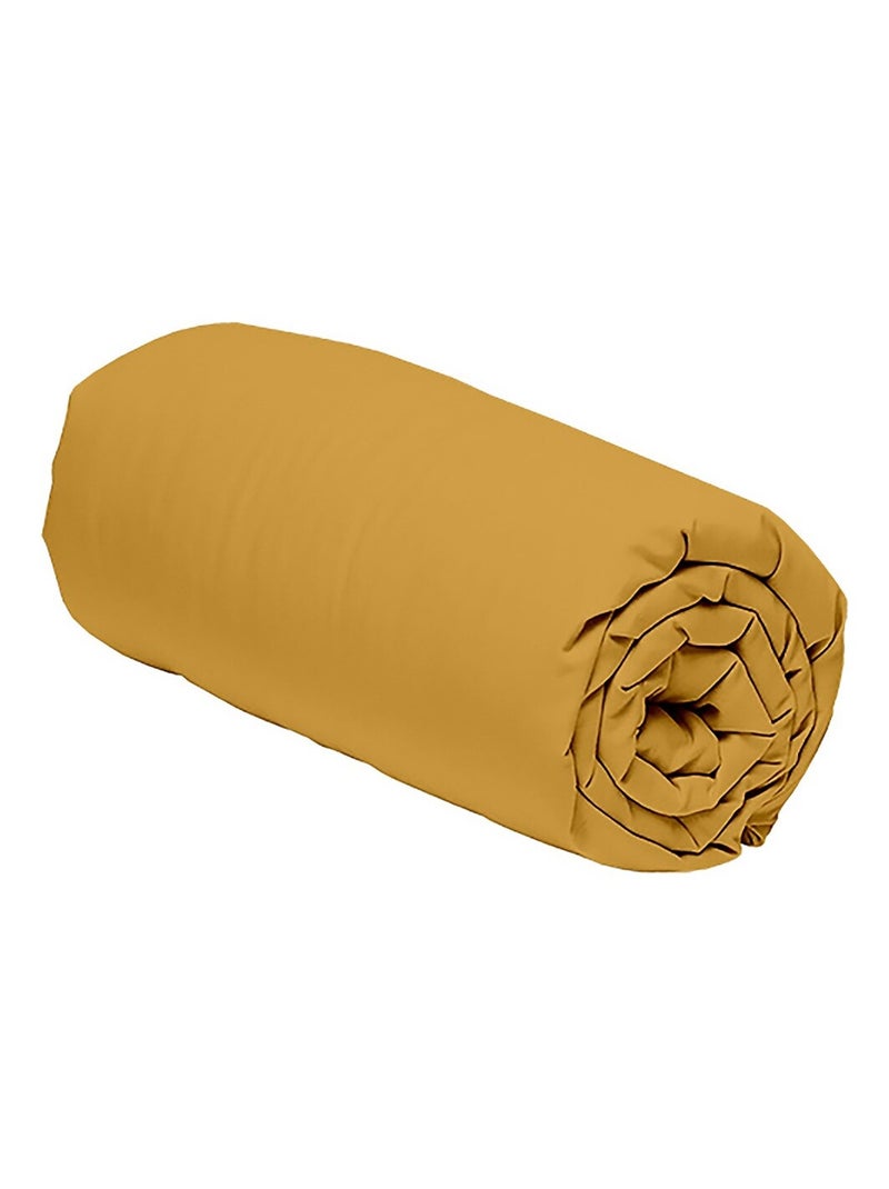 Drap housse bonnet 30cm en percale de coton 80fils, MURA Moutarde - Kiabi