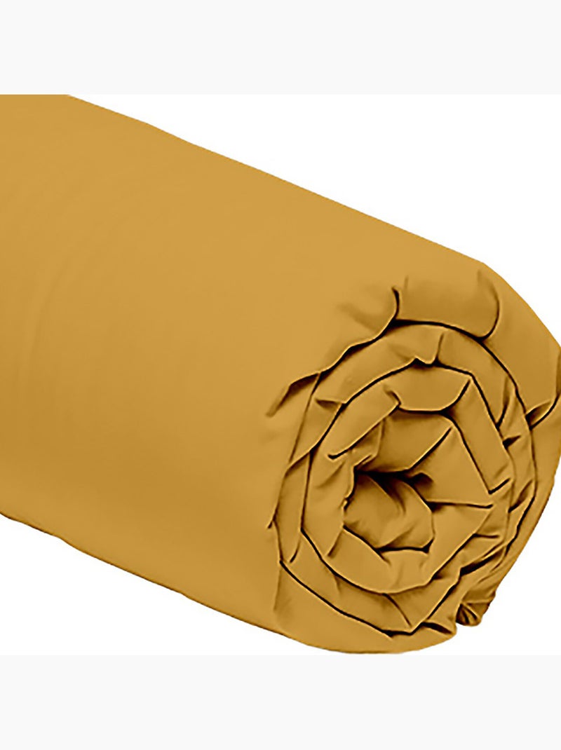 Drap housse bonnet 30cm en percale de coton 80fils, MURA Moutarde - Kiabi