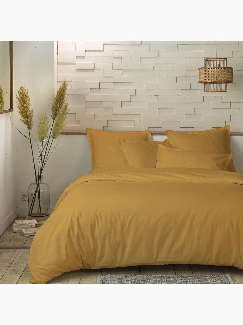 Drap housse bonnet 30cm en percale de coton 80fils, MURA Moutarde - Kiabi
