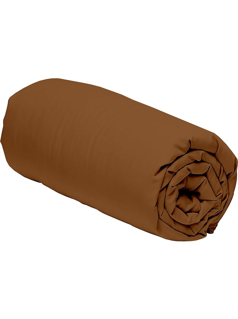 Drap housse bonnet 30cm en percale de coton 80fils, MURA Ocre - Kiabi