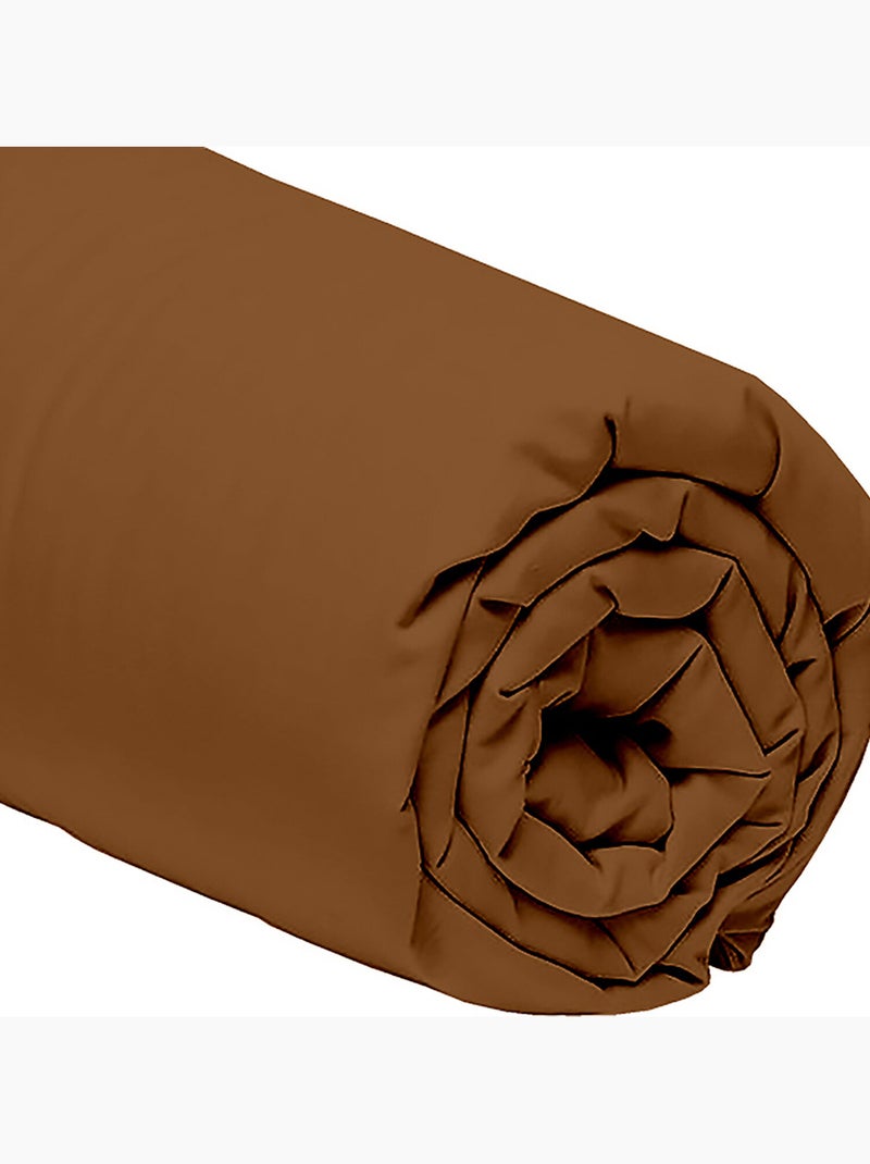 Drap housse bonnet 30cm en percale de coton 80fils, MURA Ocre - Kiabi