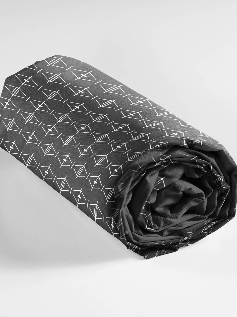 Drap housse Collection Aris geometrix gris anthracite - Kiabi