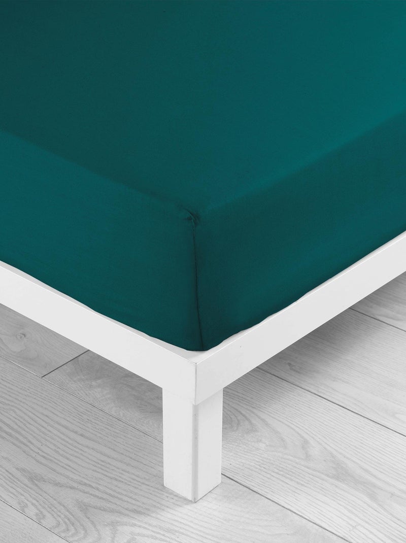 Drap housse Collection Tendance Uni Bleu pétrole - Kiabi