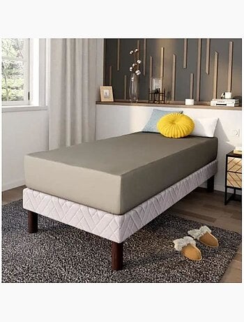 Drap Housse Coton - DODO - Antibactérien - 90 x190 cm - Taupe